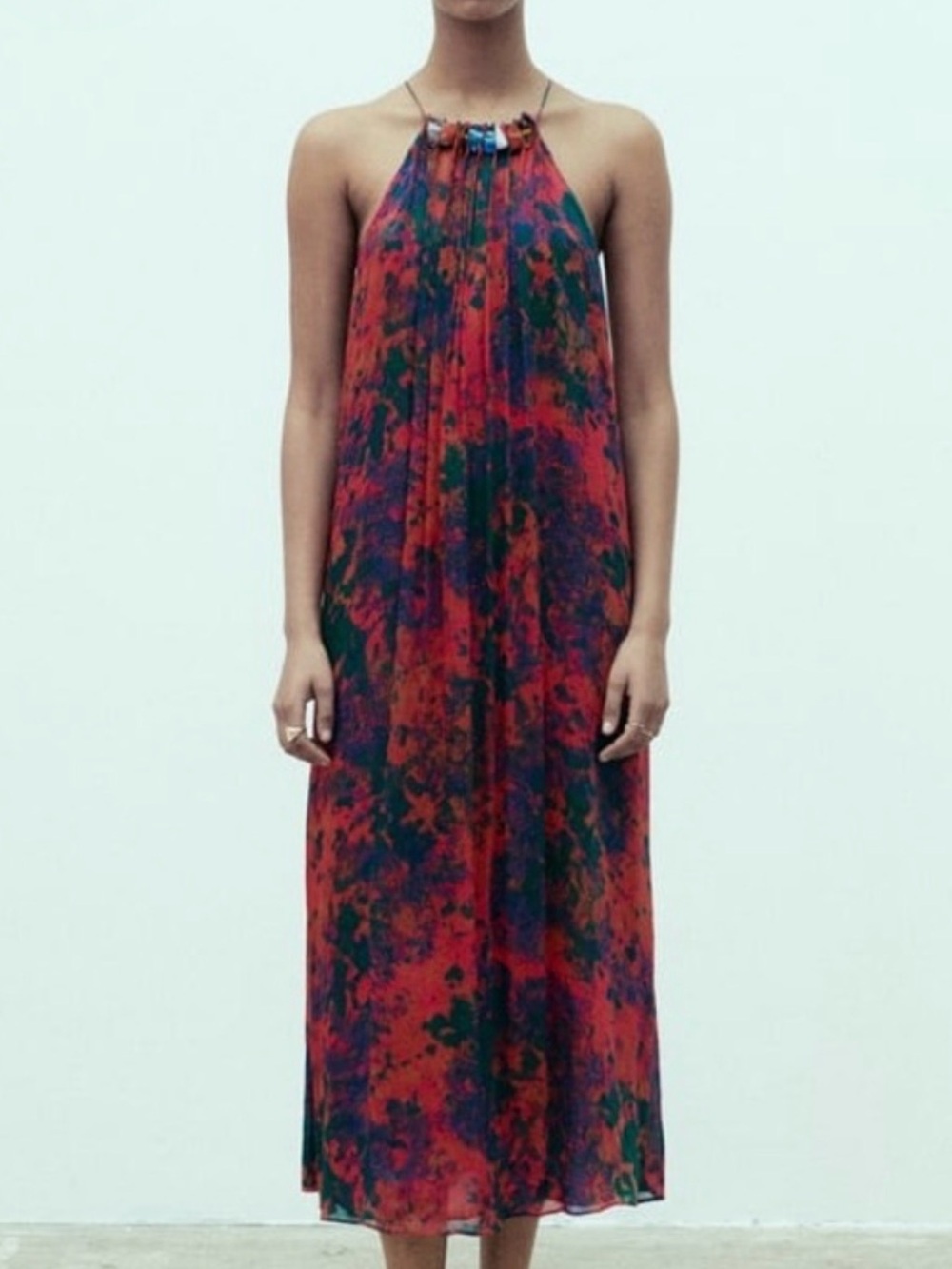 Zar Red Floral Print Strap dress